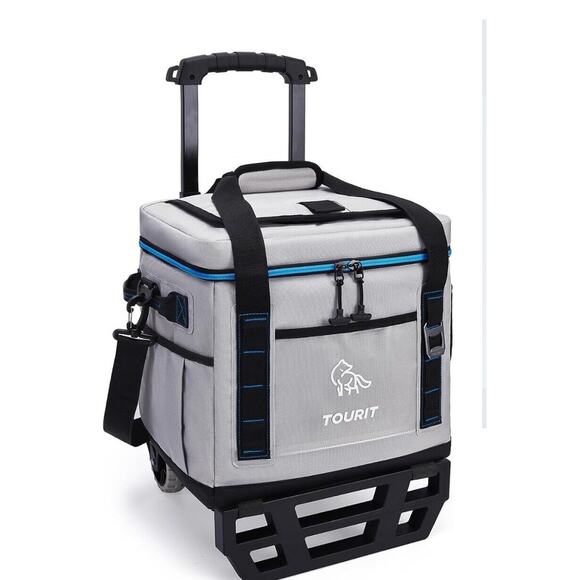 TOURIT Portable 50-Can Collapsible Rolling Soft Cooler with 29L Space & white - Picture 1 of 4
